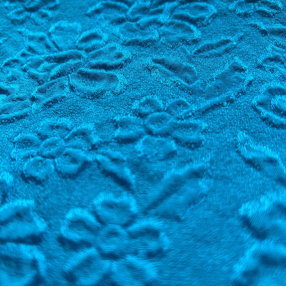 Beautiful vintage blue brocade fabric - mid century textured fabric